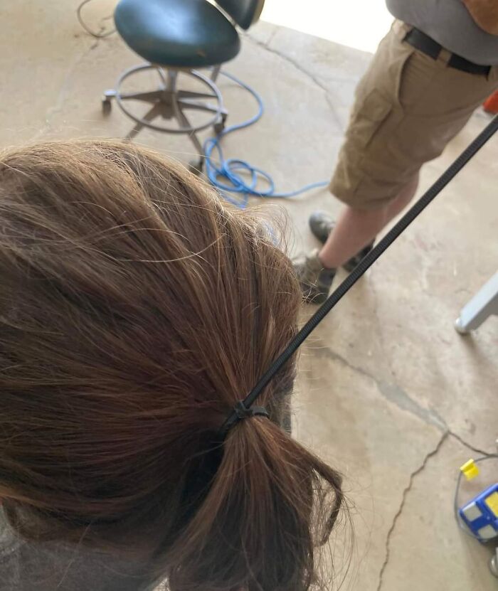 Daughter Wants To Work In The Garage With Her Dad. Needs Hair Pulled Back. Dad Hack 101