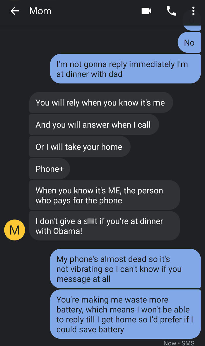 Mom Kept Calling Me While I Was At Dinner With Dad, Who I Only Get To See Once A Week At Most