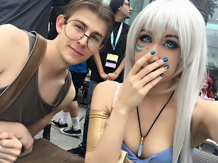 Person cosplaying Kida and Milo