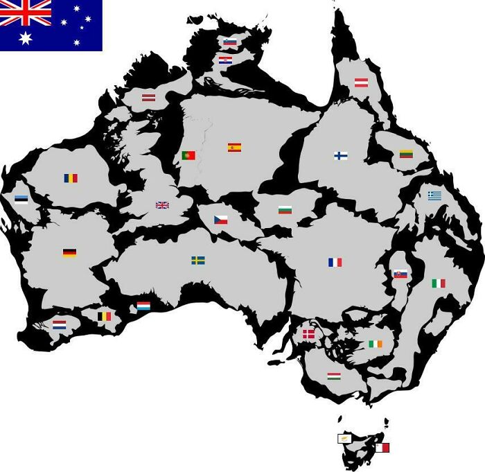 El tamaño de Australia frente a otros países