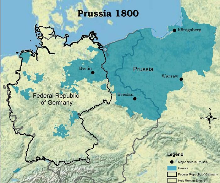 Kingdom Of Prussia In 1800 And Today's Germany Borders