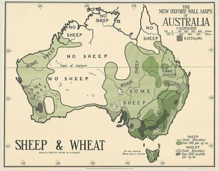 1920 Australian Map Of Sheep
