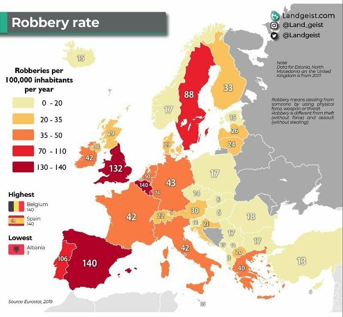 Robbery Rates In European Countries