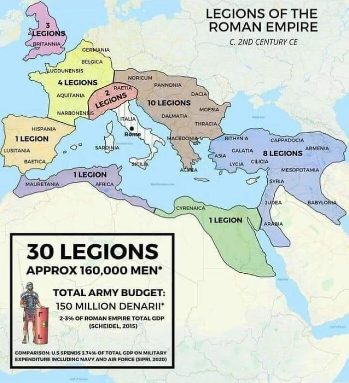 Distribution Of The Roman Legions In Second Century Ce