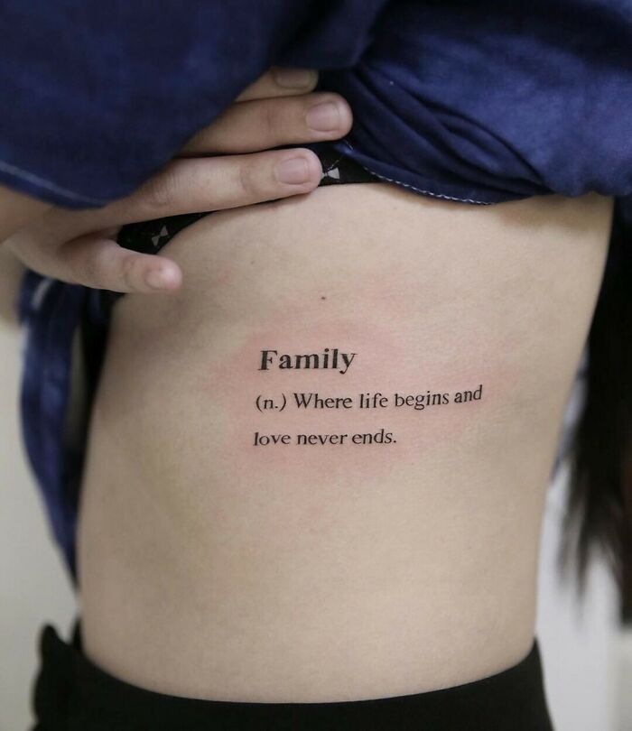 Family quote side tattoo