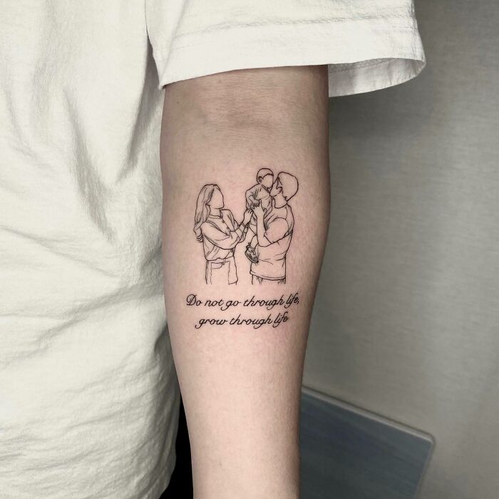 Family father son and mother arm tattoo