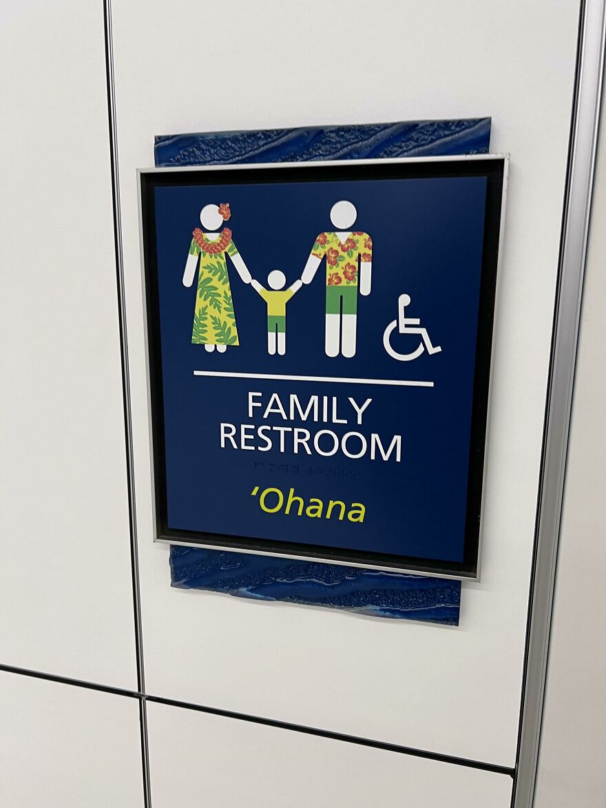 Hawaiian Airport Has Restroom Sign With Hawaiian Attires