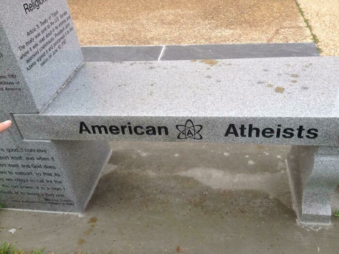 The Atheist Monument In Florida. All Of That Money Spent And Nobody Thought To Center The Logo