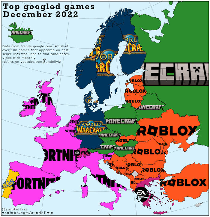 Top Googled Games In Europe, December 2022