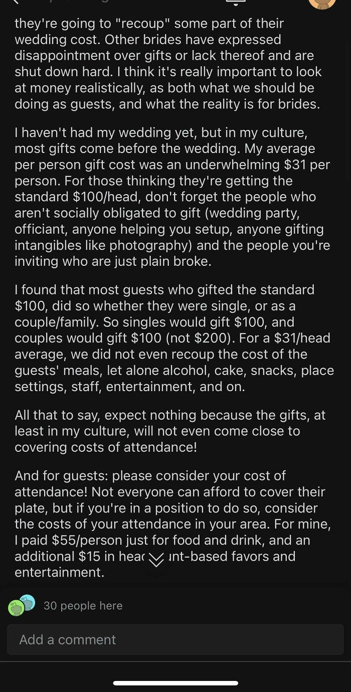 If Entitlement Were A Reddit Post…bride To Be Laments That “Burdensome” Invited Guests Aren’t Paying Enough To Come To Her Wedding. The Op Really Went All In The Comments Of The Post