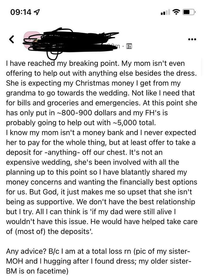Another Bride Who Thinks It’s The Parents Responsibility To Pay For A Wedding