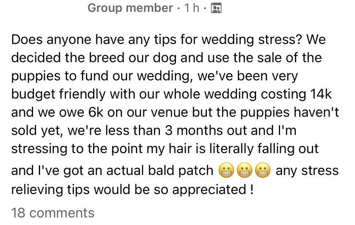 Saw This Post In A Wedding Planning Bookface Group