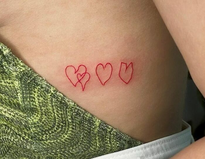 Red Ink Hearts Drawn By Their Grandparents