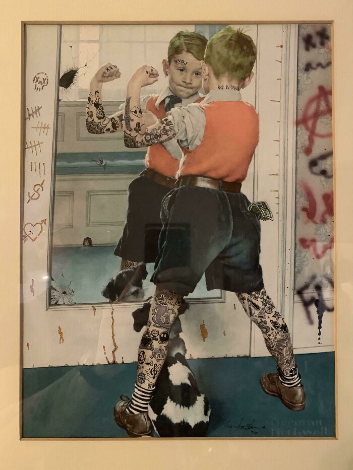 I Like To Paint Over Thrift Store Artwork. Finally Got Ahold Of A Norman Rockwell.
