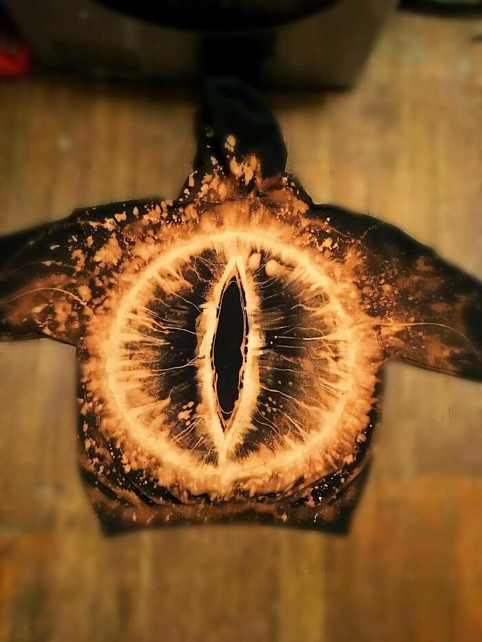 Lord Of The Rings/ Eye Of Sauron Hoodie Painted With Bleach By Me!