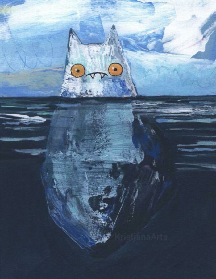 Iceberg Cat Painting By Me. Acrylic On Paper