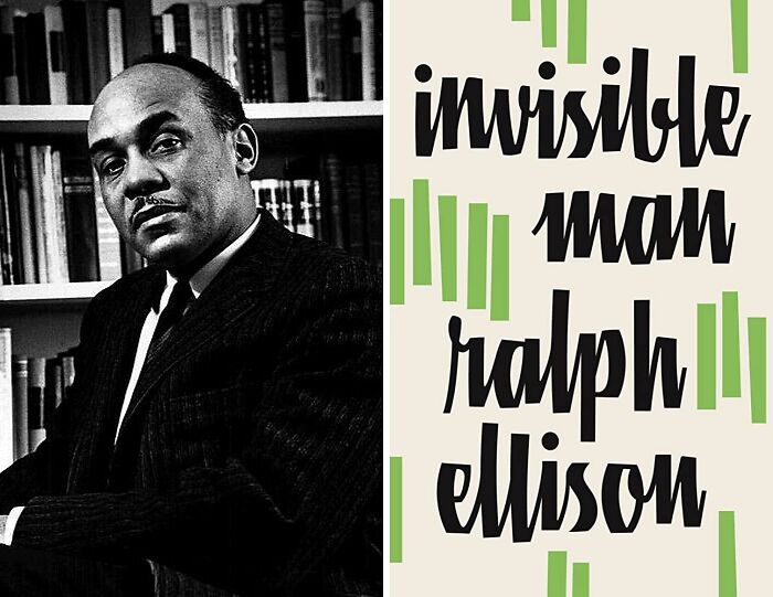 Portrait of Ralph Ellison and book cover of Invisible Man