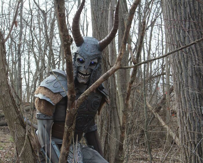 Person cosplaying Draugr Deathlord from Elder Scrolls V: Skyrim