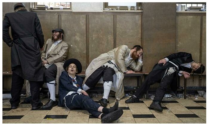 Orthodox Jews Having Celebrated Purim