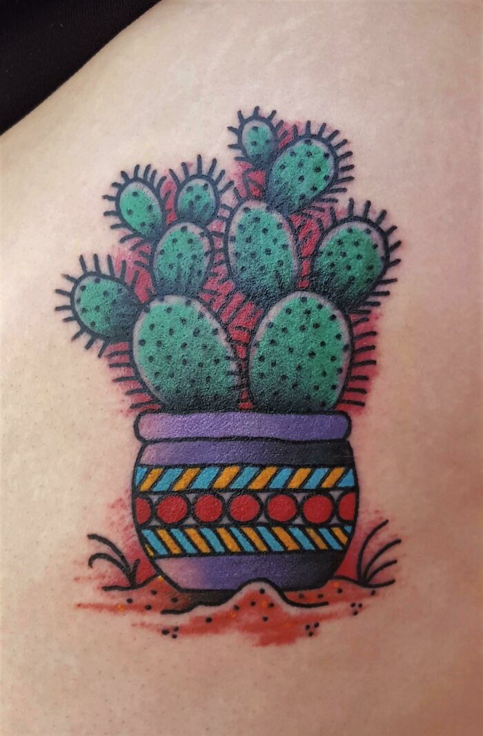 American Traditional Prickly Pear Cactus, By Charlie At Crimson Hilt Tattoo In Denver, CO