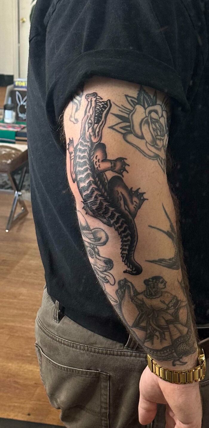 American Traditional Gator By Ian S In Tallahassee, FL At Magnolia Tattoo CO