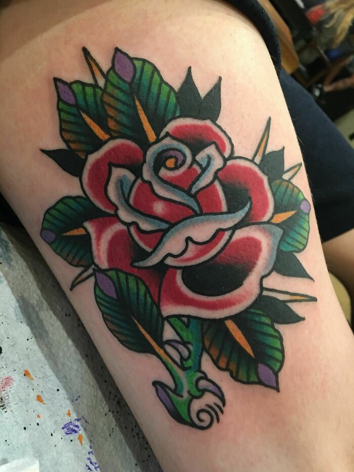 American traditional rose tattoo