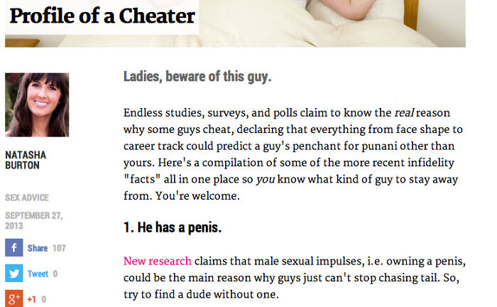 Want A Guy To Not Cheat On You? It's Simple - Just Date A Guy Without A Penis