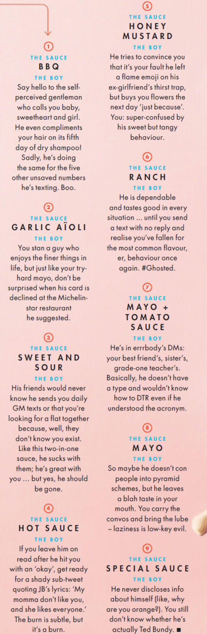 "What Your Favourite Dipping Sauce Says About Your Favourite Kind Of Bad Boy", An Actual Article In Cosmo Sa
