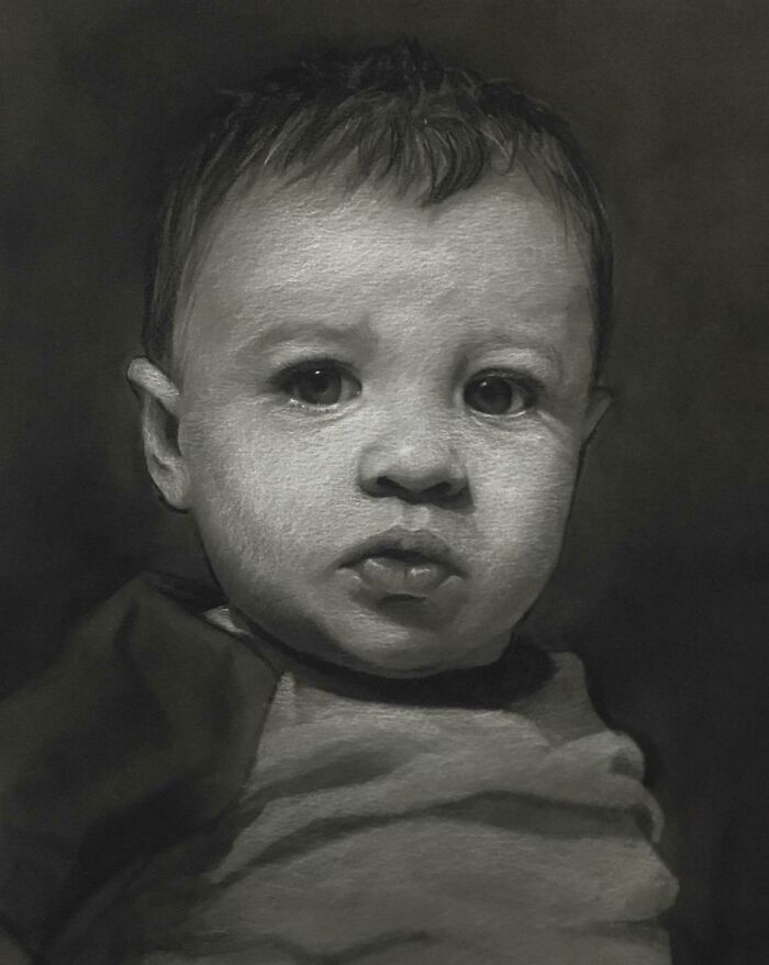Hey Mom. I Hadn’t Drawn In Years Because I Didn’t Have A Lot Of Confidence In Myself. But I Have A Beautiful 7 Month Son So I Did This Portrait Of Him, For Him
