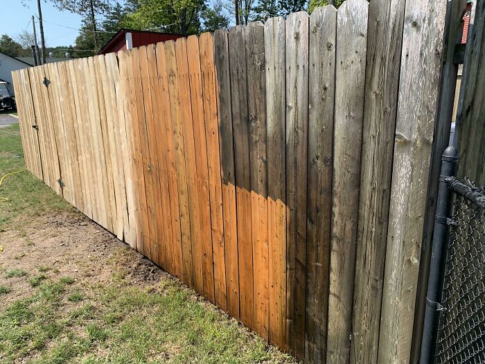 A Fun Gradient Of A Pressure-Washed Fence