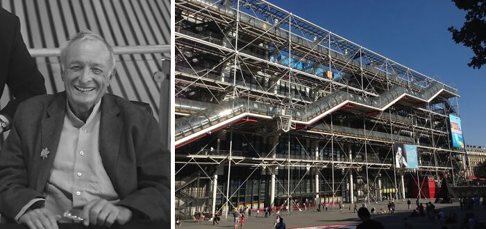 Pictures of Richard Rogers and Pompidou center