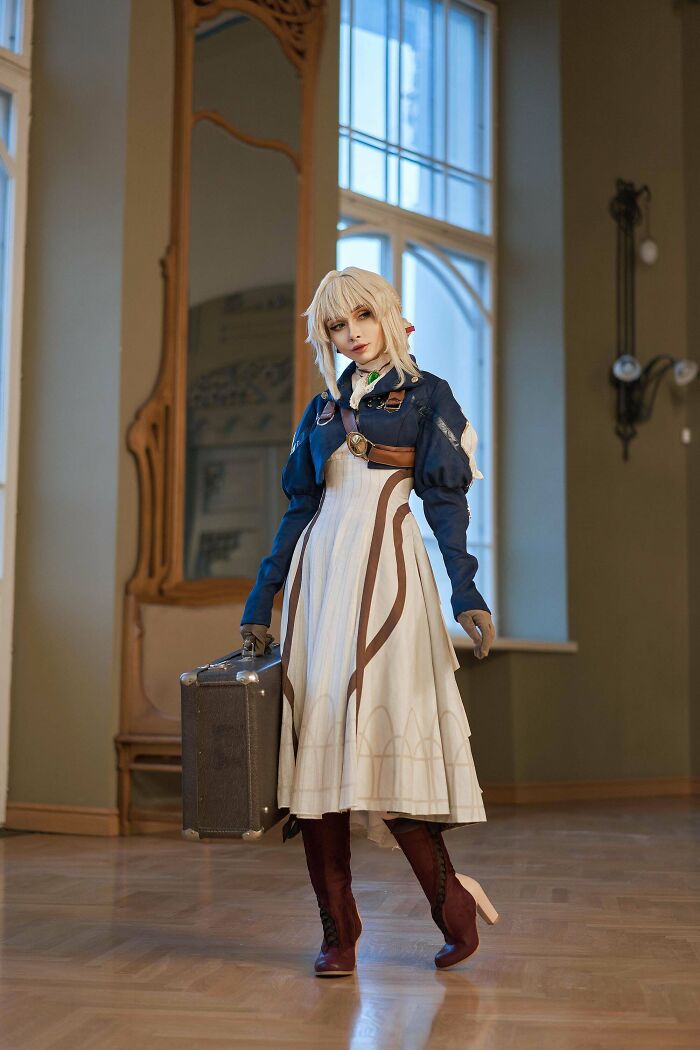 Person cosplaying Violet Evergarden