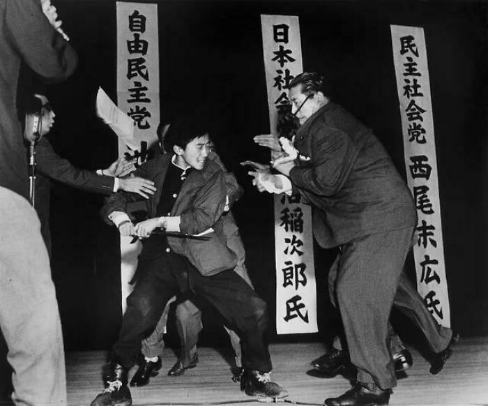 On October 12th, 1960, 17-Year-Old Otoya Yamaguchi Assassinated Socialist Politician Inejiro Asanuma With A Sword During A Speech In Tokyo