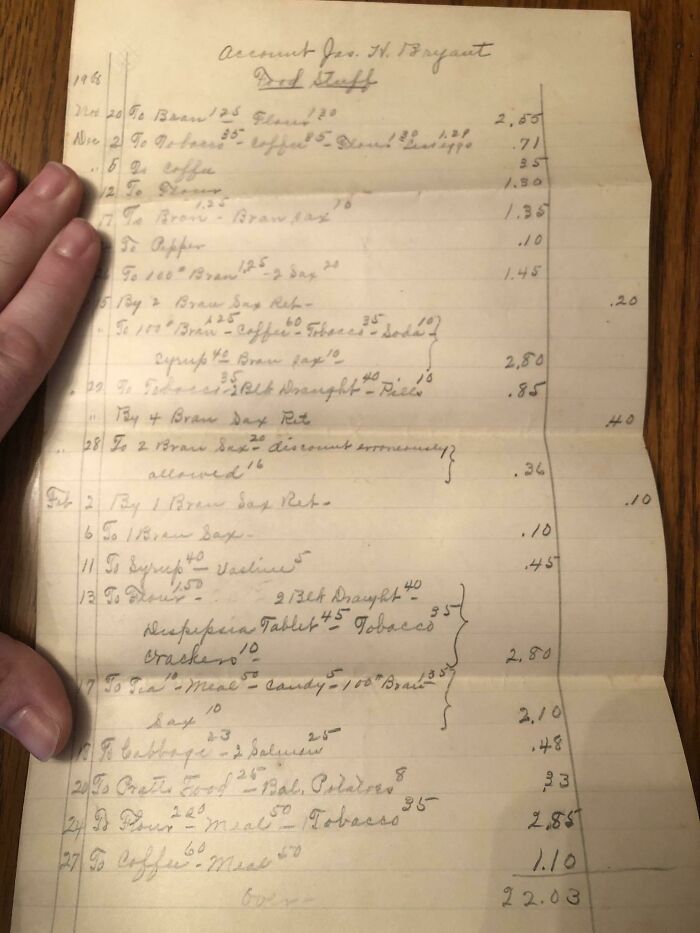 My Great Great Great Grandfather’s Grocery Bill From 1909