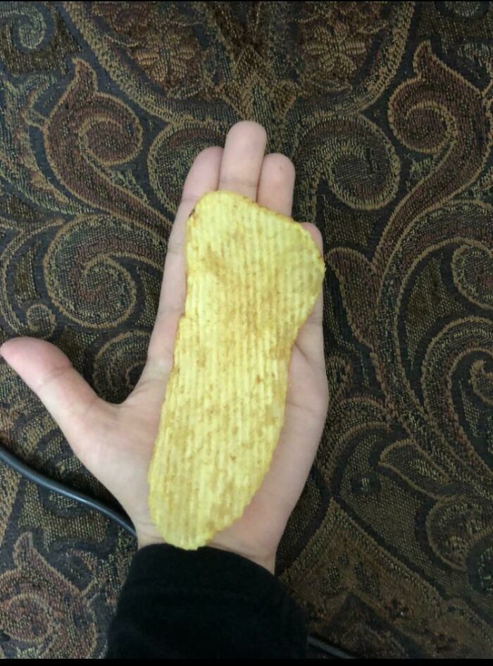 This Is Not Interesting But, My 10 Year Old Sent Me This Picture Of A Long Chip She Found While Eating Them