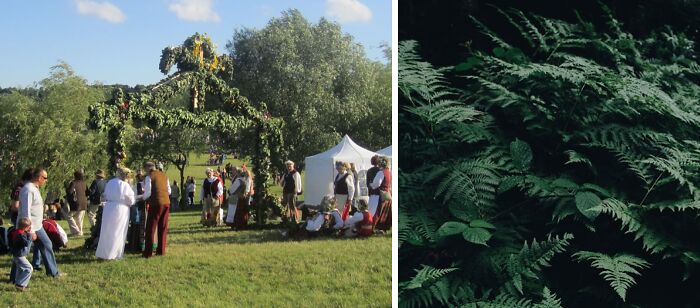 Persons wearing traditional clothes and celebrating Rasos 