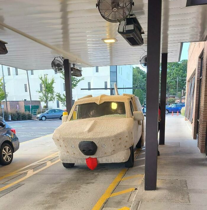 A Car Designed As The Dumb And Dumber Van That Went Through My Chic-Fil-A Drive-Through