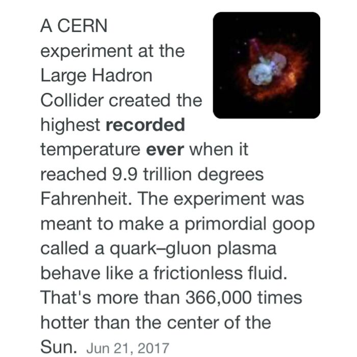Fun Fact: Highest Temperature Ever Recorded By A Particle Accelerator