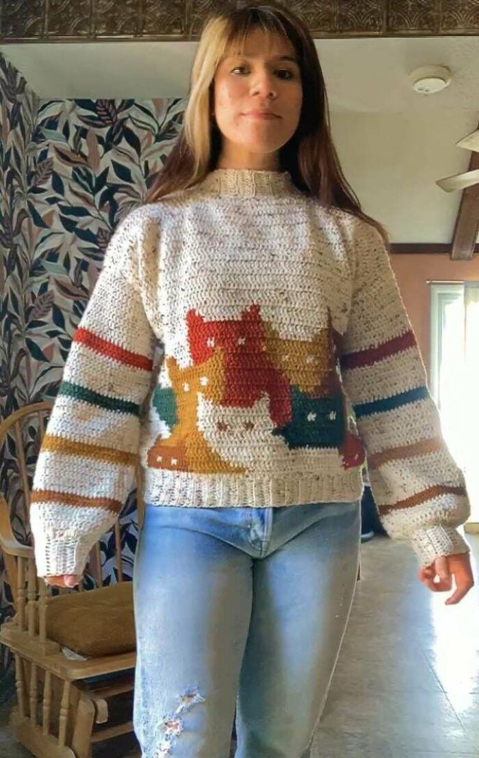 Finally Finished My Cat Sweater!! First Fo That Isn’t A Hat