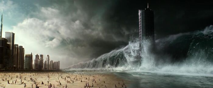 Huge wave is about to cover the city 
