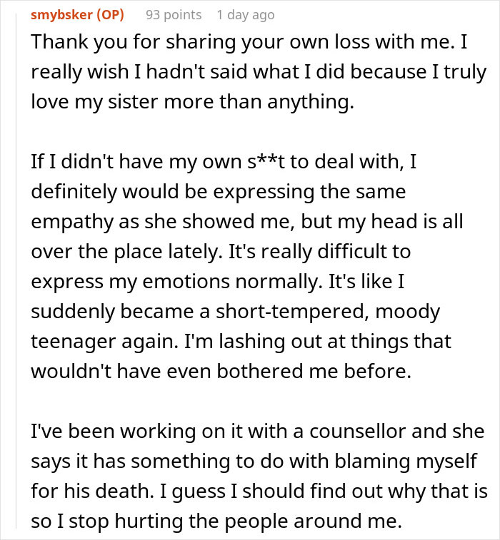 “A Dog Is Not The Same As A Husband”: Woman Loses Patience With Her Sister For Nonstop Comparisons Of Their Losses “A Dog Is Not The Same As A Husband”: Woman Loses Patience With Her Sister For Nonstop Comparisons Of Their Losses