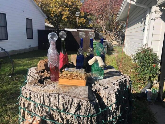 Came Across This Today, A Nativity Made From Wine And Liquor Bottles