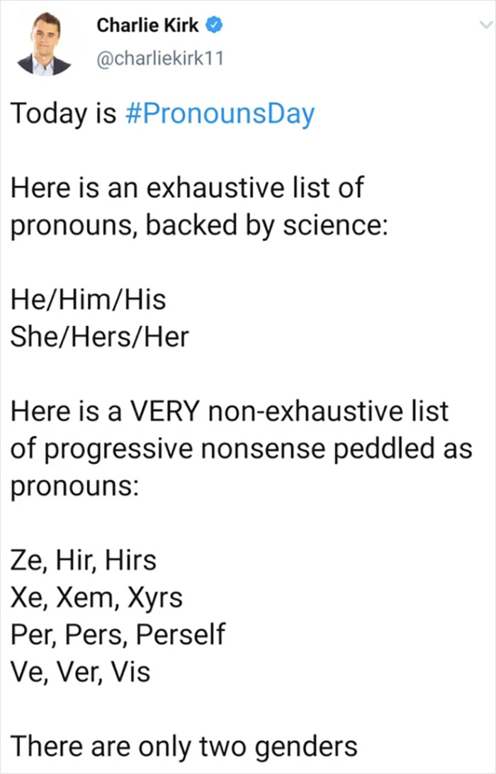 Only Certain Pronouns Are "Backed By Science" I Guess