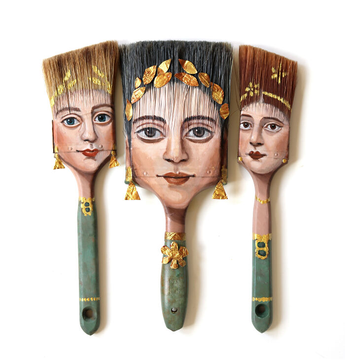 "Three Ladies In Green", Paintbrush Portraits