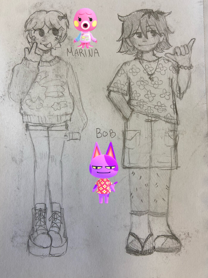 I Reimagined And Drew Animal-Crossing Characters As Humans (7 Pics)