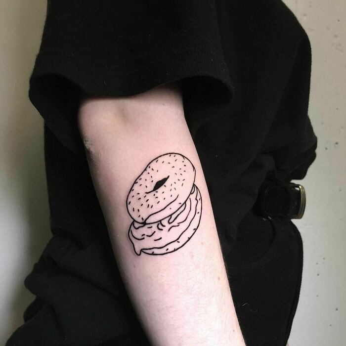 Bagel with cream black and white tattoo