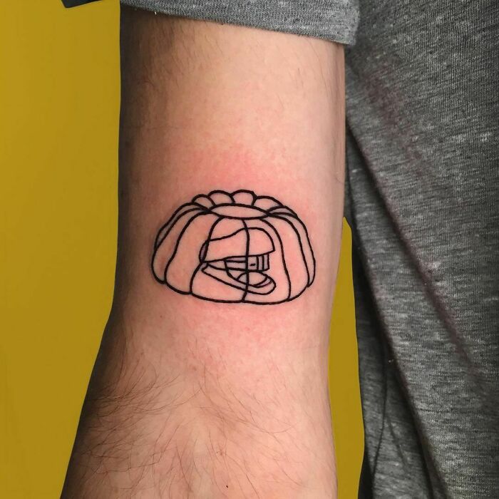 Stapler in Jello prank minimalistic tattoo