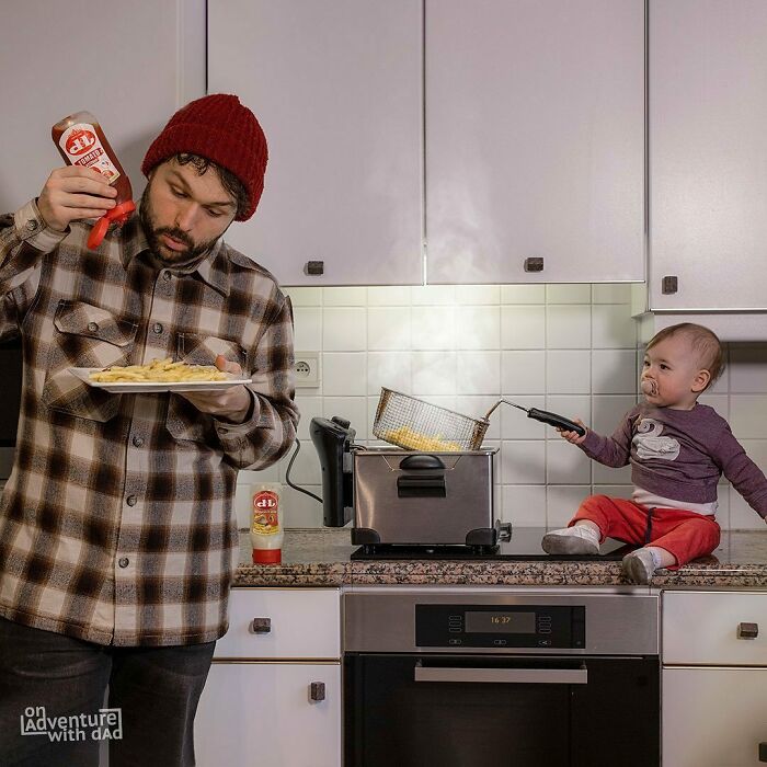 There Is Nothing Better Than Some Homemade Fries. Aster Is In Charge Of The Frying Pan, While Dad Is In Charge Of The Sauces And Tasting. Sounds Like A Good Deal, Doesn’t It? Dad Prefers Ketchup, While Aster Likes Mayonnaise More. But I Guess That’s A Belgian Thing. What’s Your Favourite Sauce?