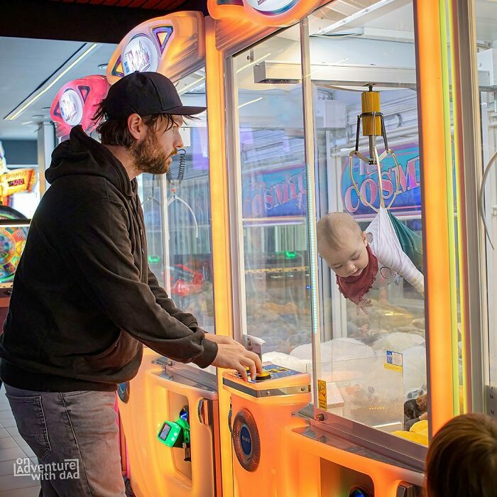 Aster Was A Bit Too Excited At The Arcade So She Climbed In To The Grappling Machine. Luckily I Had 2 Coins Left To Try And Win Her Back. Should I Try And Win That Teddy Bear First?