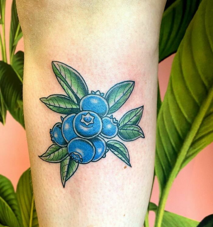 Blueberries watercolor tattoo